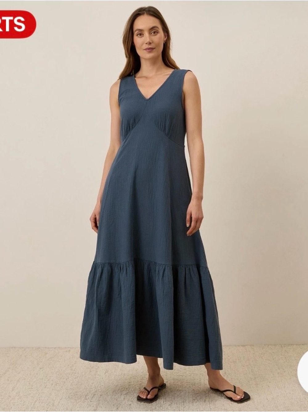 Pact Slate Blue V-Neck Sleeveless Tiered Maxi Dress